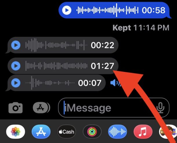 Tap and hold on the voice audio message