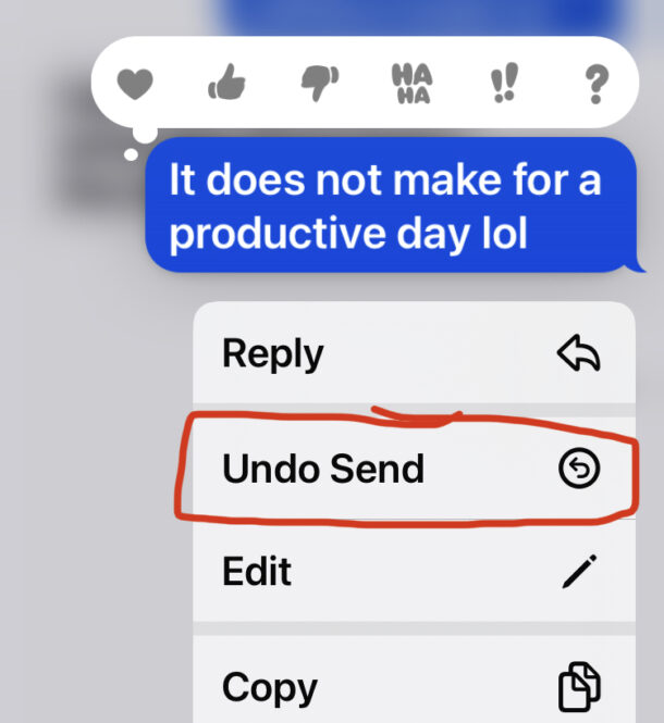 Undo sent message on iPhone
