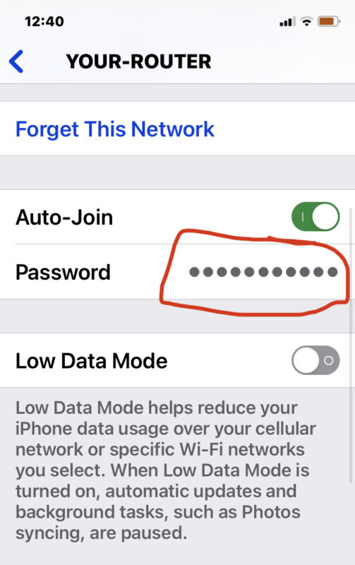 See wi-fi password on iPhone or iPad