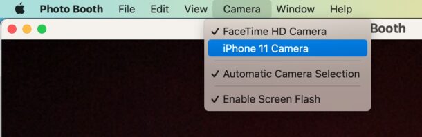 Change camera in Photo Booth on Mac to the iPhone
