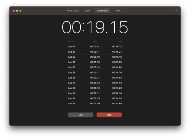 Clock app on Mac