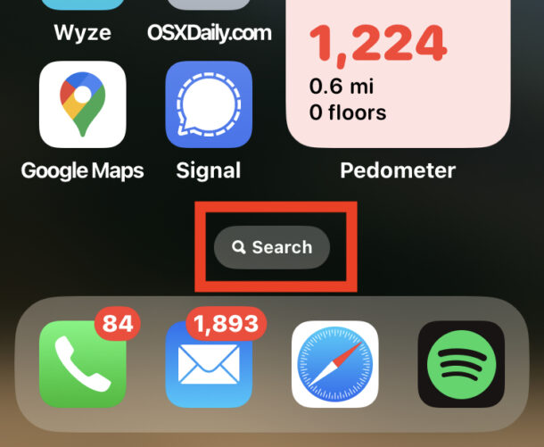 Hide the search button from Home Screen of iPhone