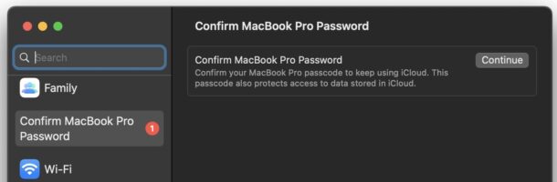 Confirm Mac Password message in System Settings