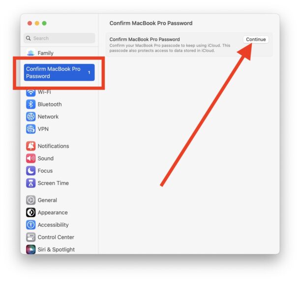 Confirm Mac Password in System Settings on MacOS