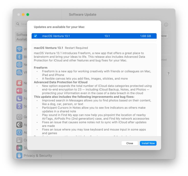 MacOS Ventura 13.1 Update Released with Freeform, Bug Fixes, etc - OS X ...