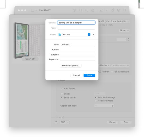 How to Save as PDF keyboard shortcut on Mac