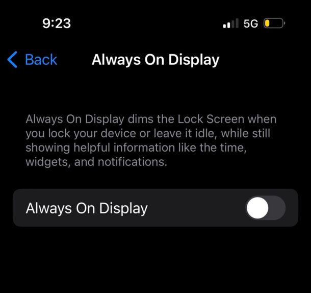 Disable the Always On Display on iPhone 