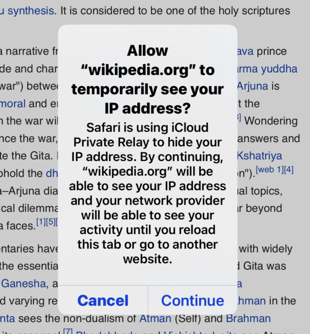 How to temporarily turn off iCloud Private Relay for a web site in Safari for iPhone or iPad