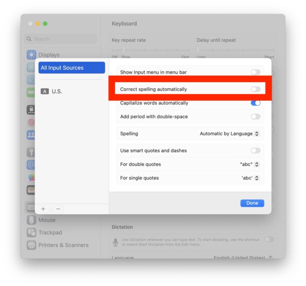 How to turn off autocorrect in MacOS Ventura