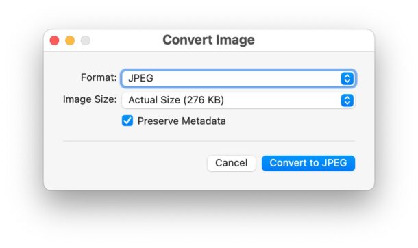 Convert image to JPG on Mac with Quick Actions