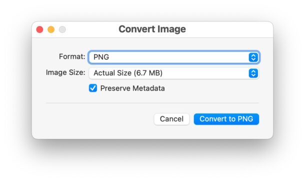 Converting an image on Mac with a Quick Action