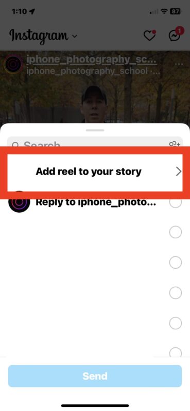 How to share a reel or post to your story on Instagram