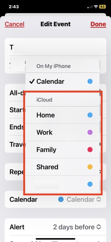 How to Change Calendar Event to iCloud on iPhone & iPad | OSXDaily