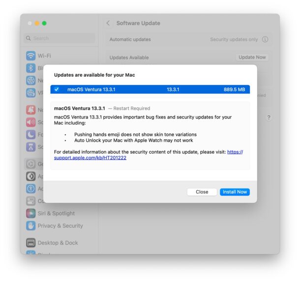 MacOS Ventura 13.3.1 update