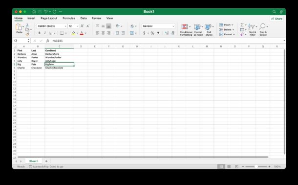 How to combine columns with formula in Excel