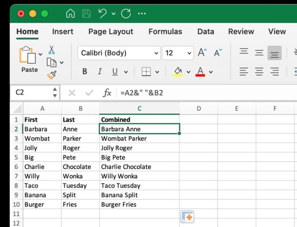 How to combine and merge columns in Excel