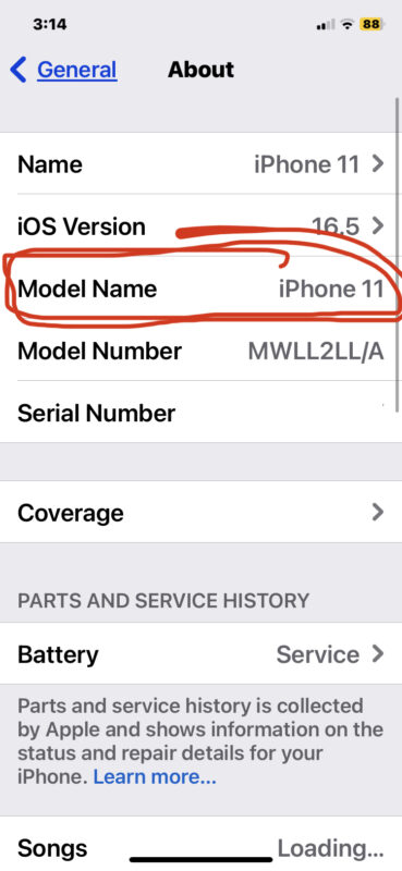 Determining exactly which model iPhone you have through Settings