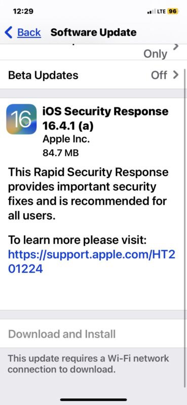 iOS Security Response Update