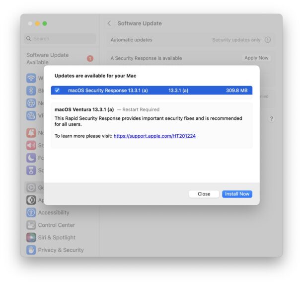MacOS Security Response Update