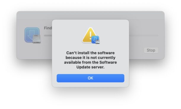 Install Command Line Tools when "Can't install the software because it is not currently available from the Software
Update server." error message shows up on Mac
