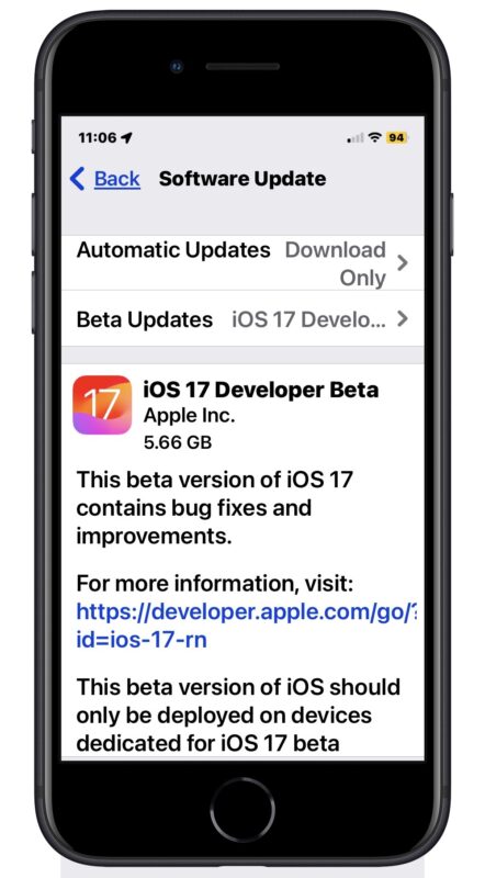iOS 17 dev beta download