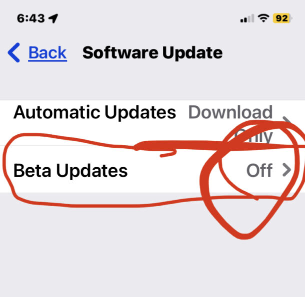 Turn off the beta updates