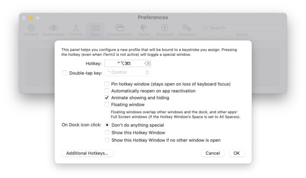 How to set a keyboard shortcut for immediate command line access with iTerm2