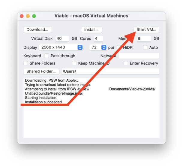 Start the MacOS Ventura Virtual Machine in Viable