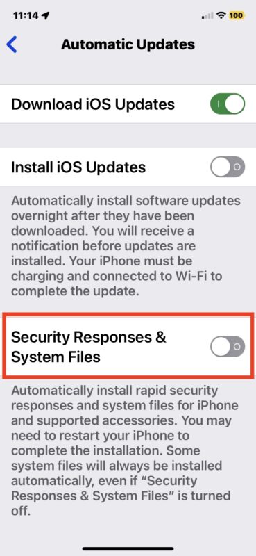 How to disable rapid security response updates on iPhone and iPad