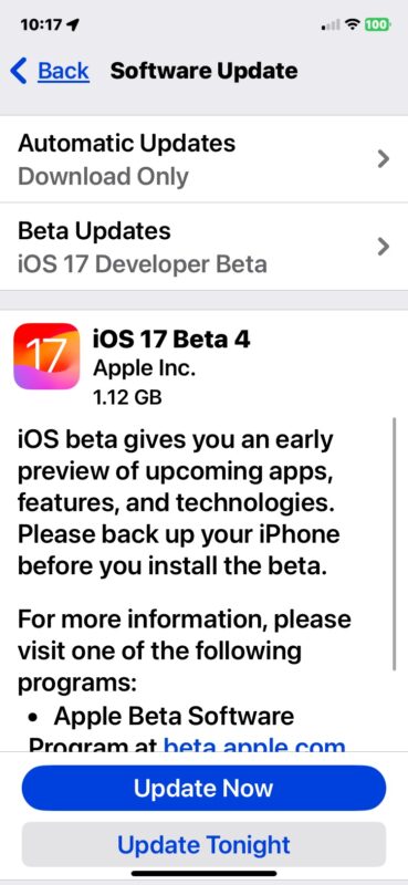 iOS 17 beta 4 download