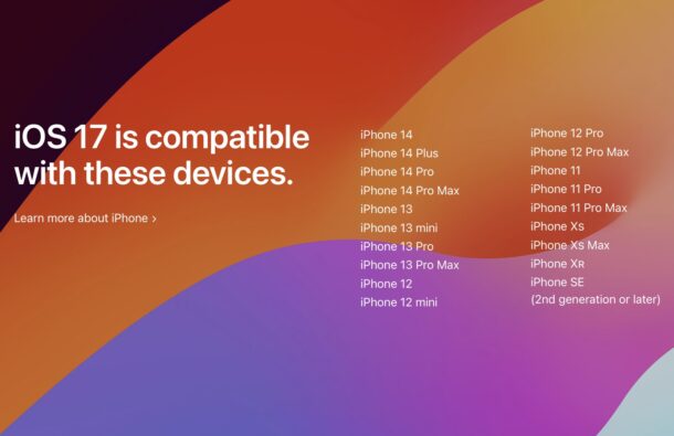 Official iOS 17 compatible devices list of all supported iPhone models