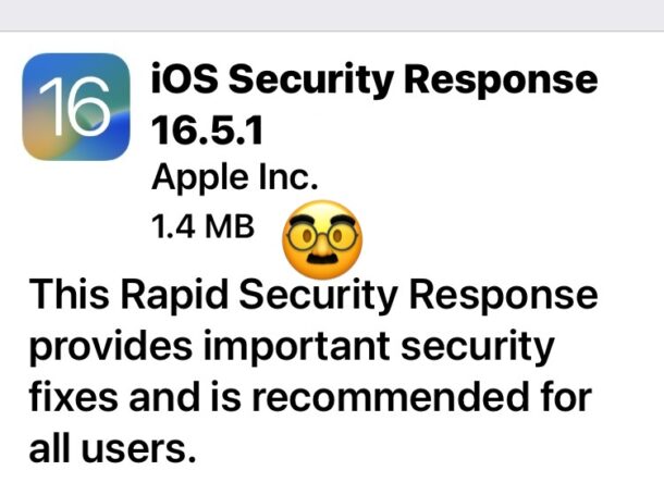Rapid Security Response Updates released yet again for iOS 16.5.1, ipadOS 16.5.1, and macOS Ventura 13.4.1