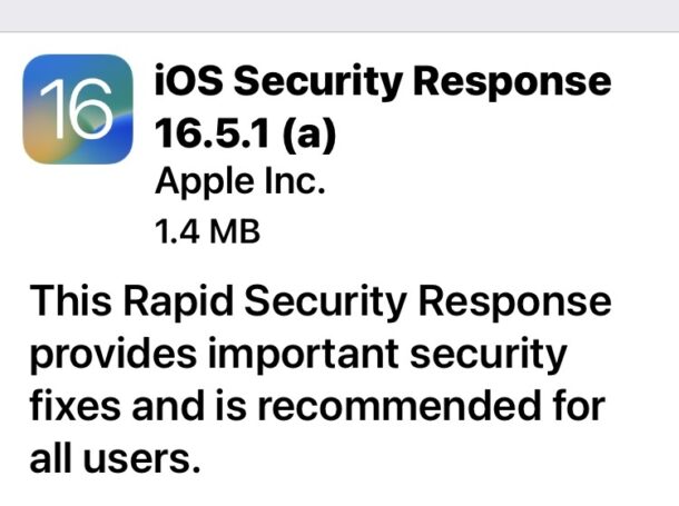 iOS Security Response Update 