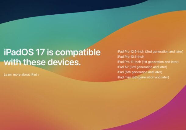 iPadOS 17 compatible devices list