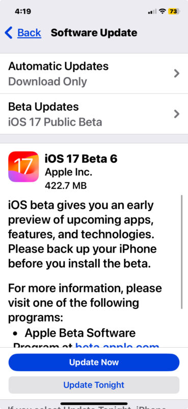 iOS 17 public beta 6