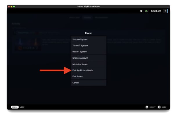How to exit out of Big Picture Mode in Steam