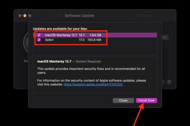 Zainstaluj aktualizacje systemu macOS Monterey bez instalowania systemu macOS Sonoma
