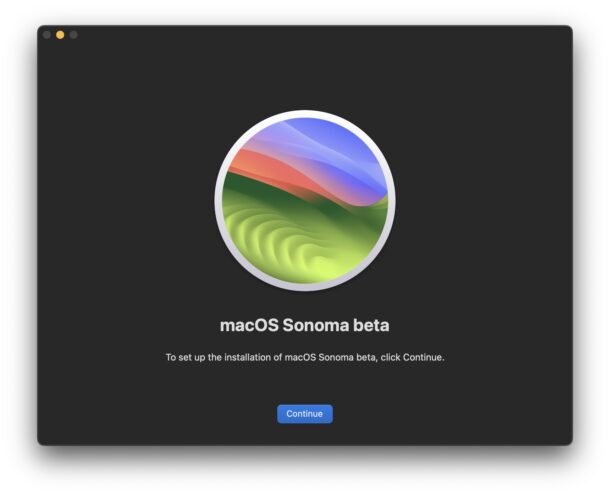 MacOS Sonoma installer splash screen upon launch