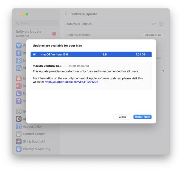 macOS Ventura 13.6 update