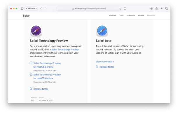 Download Safari Tech Preview on Mac