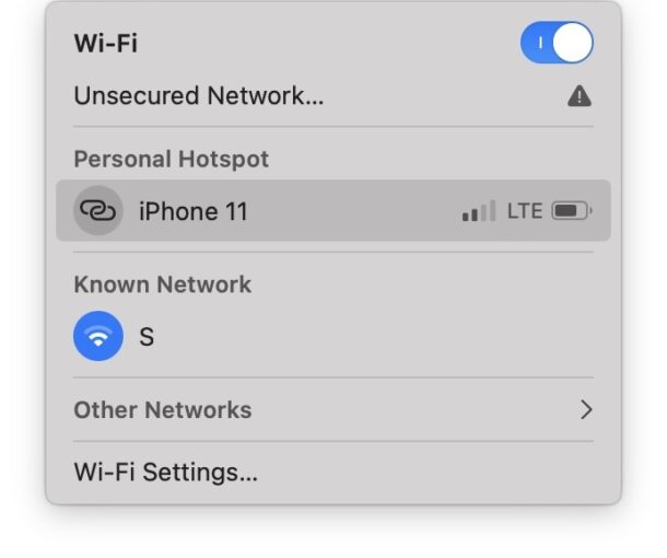Joining a wi-fi personal hotspot on iPhone from a Mac is extra easy