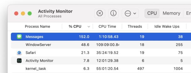 Messages is using high CPU on Mac and slowing it down