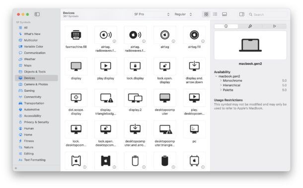 SF Symbols app in MacOS Sonoma