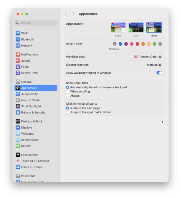 System Settings on Mac