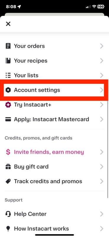 How to disable Instacart promo and marketing notifications on iPhone