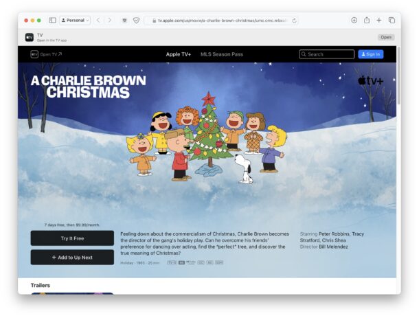 You Can watch Charlie Brown Christmas on Apple TV