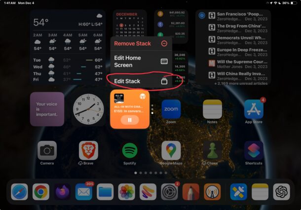 How to add widget to a stack on iPhone or iPad