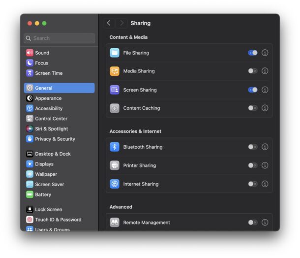 How to enable screen sharing in MacOS Sonoma