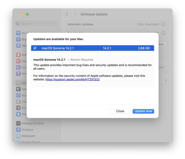 macOS Sonoma 14.2.1 update