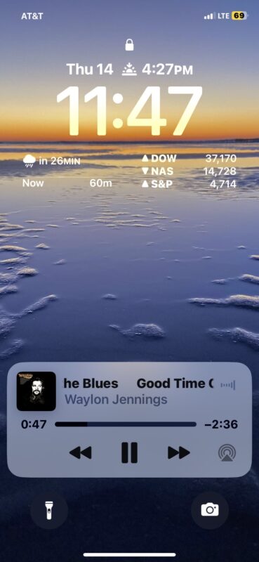 iPhone playing music widget from the Lock Screen